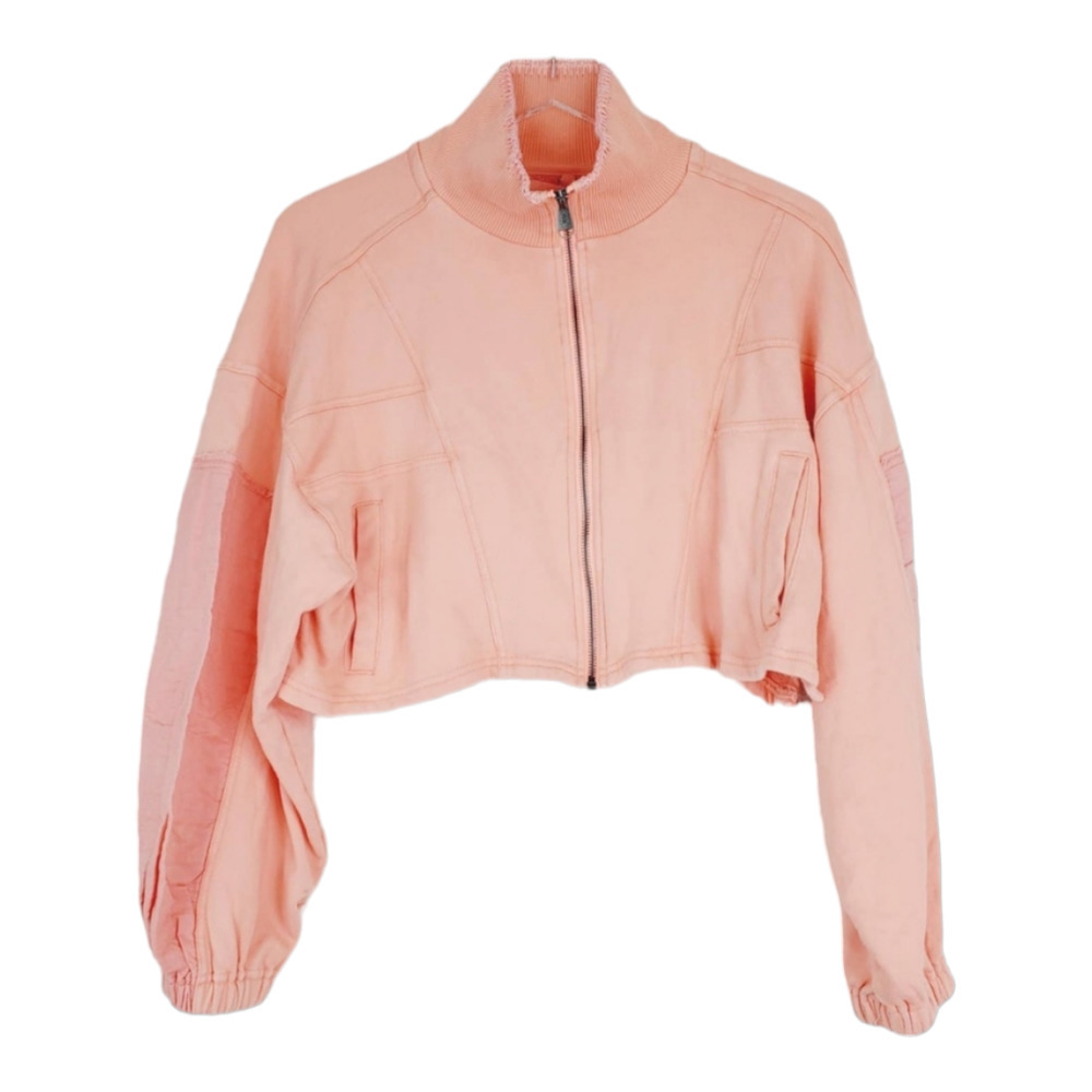 Free People Movement Orange Fly With Me Sweat Solid Jacket XS NEW Boxy Cropped